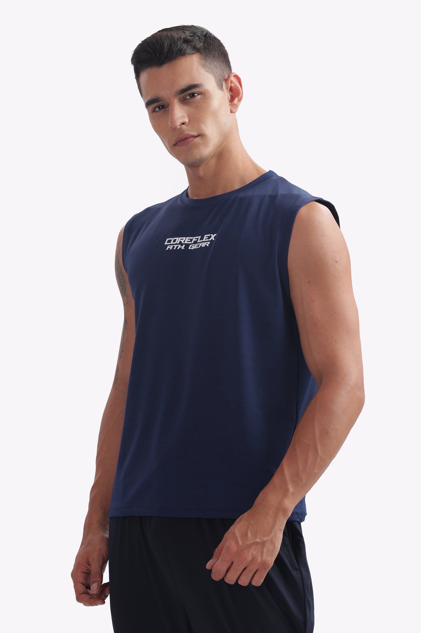 Sleeveless UltraFlex T-Shirt Blue White