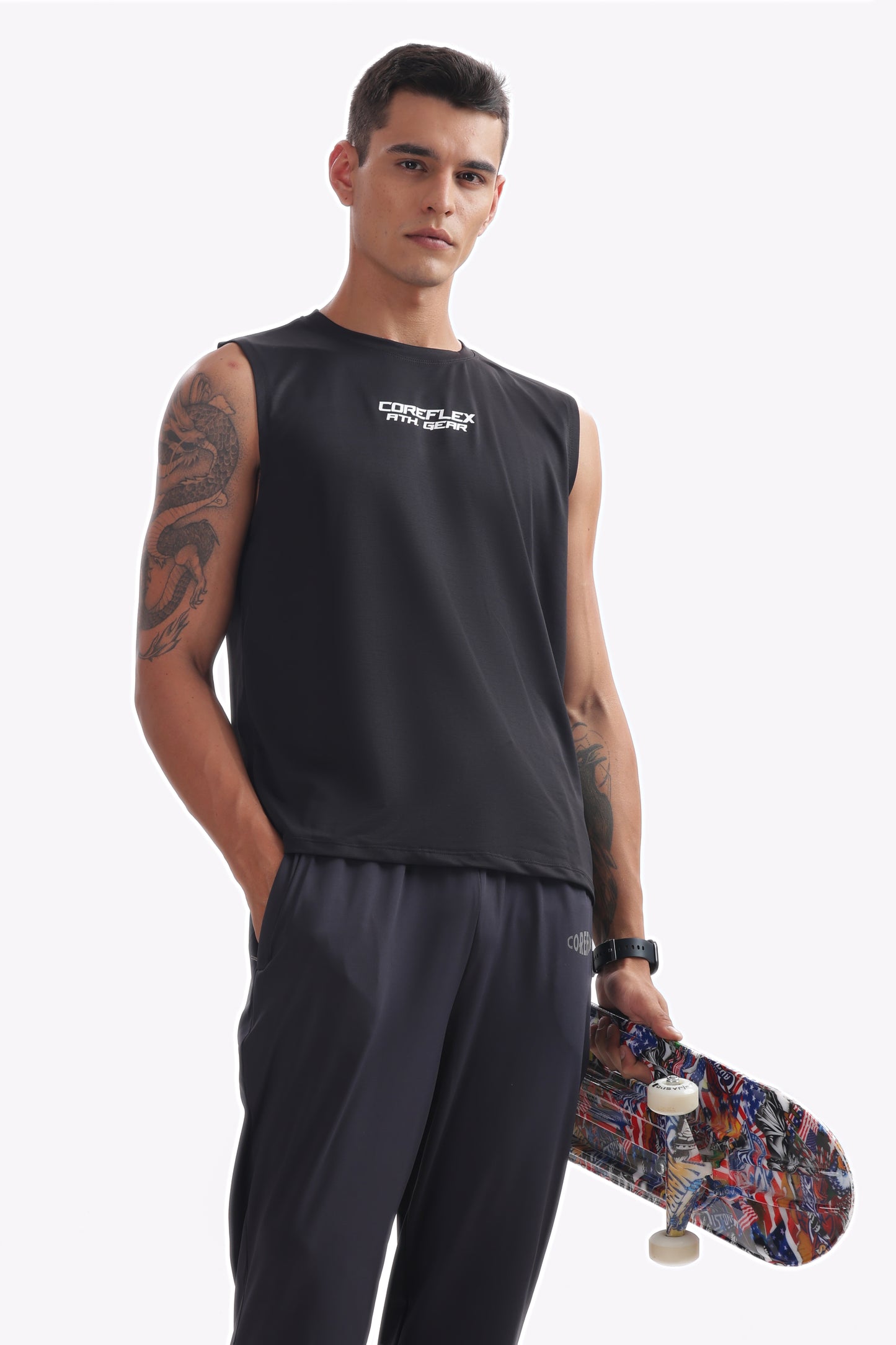 Sleeveless UltraFlex T-Shirt Blue White